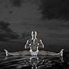 Full Sideways Split (Samakonsasana)<br>
Benefits. 
Stretches the spine tones the nerves of the legs as it stretches both the legs and hips. Stimulates blood flow to the pelvic & genital region and keeps them healthy. Relives sciatica and prevents the development of hernia.
